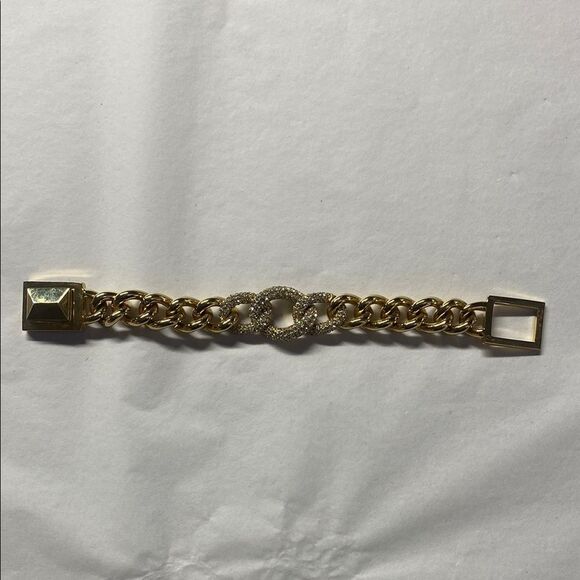 Goldtone large Cuban link Bracelet - Picture 1 of 6